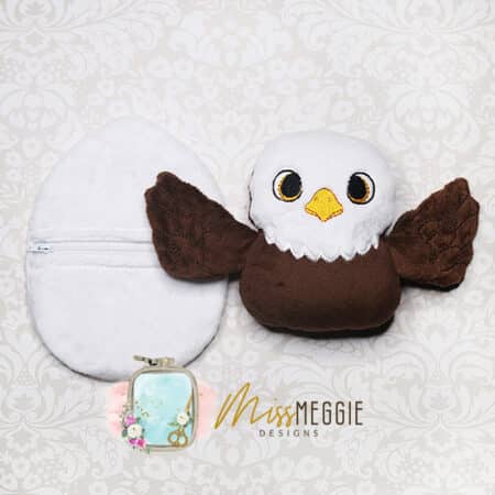 egg zipper 6x10 with baby eagle stuffie design 4th of july 10 page pdf tutorial included ith embroidery design file