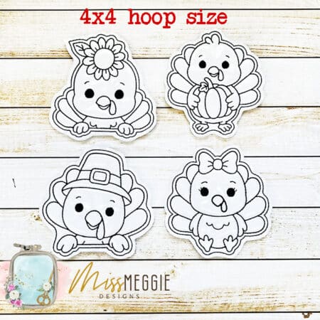 flat coloring doll summertime animal beach set ith digital embroidery designs (copy)