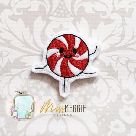 peppermint buddie cute candy christmas feltie ith embroidery design file