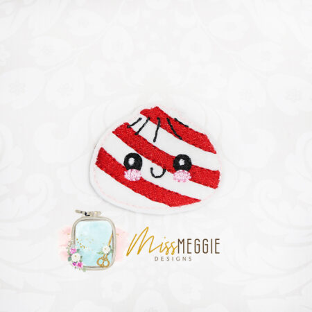 squishy dumpling kawaii peppermint candy cane christmas food feltie ith embroidery design file