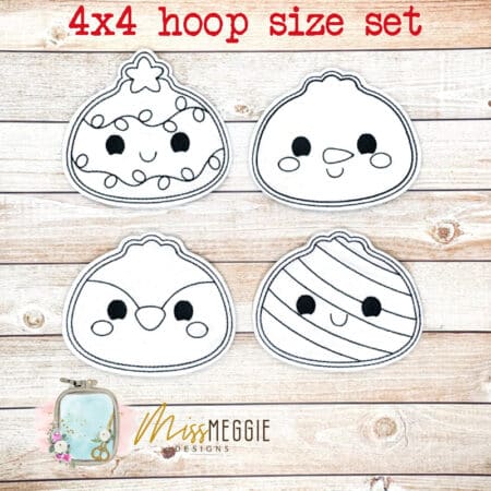 flat coloring doll 4x4 hoop size cute dumpling dumplin set ith digital embroidery designs