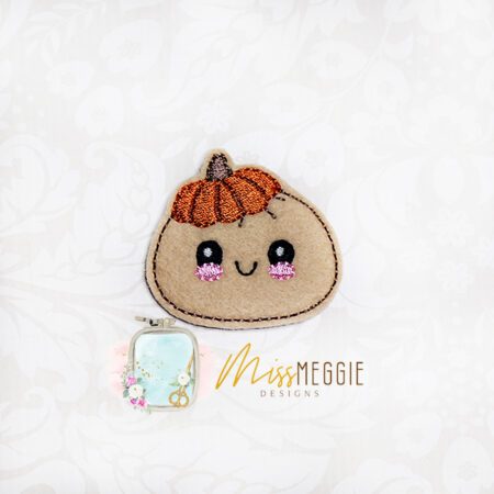 squishy dumpling kawaii pumpkin head fall thanksgiving feltie ith embroidery design file