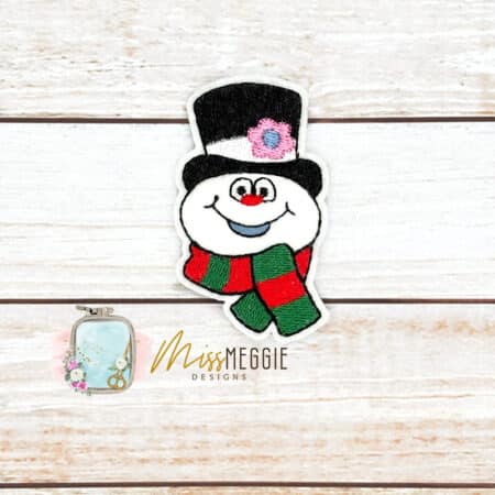 tophat snowman 2.5" feltie ith embroidery design file